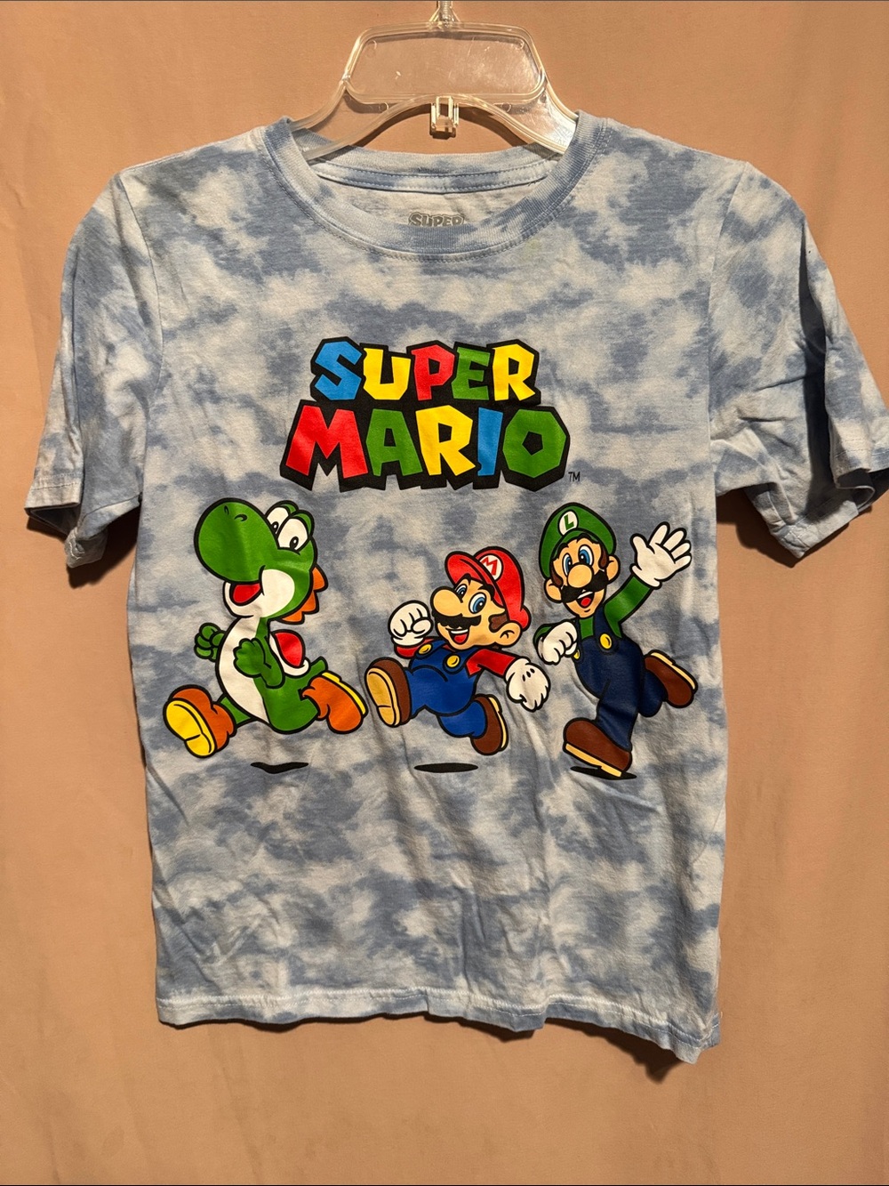 Nintendo Kids Light Blue Tie-Dye Super Mario Tee